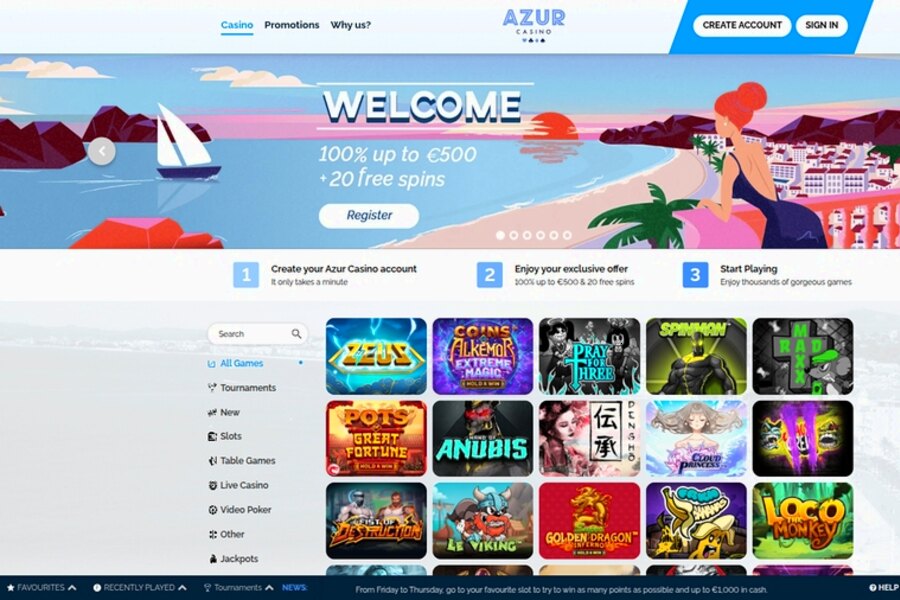 Azur Casino - Page de Connexion